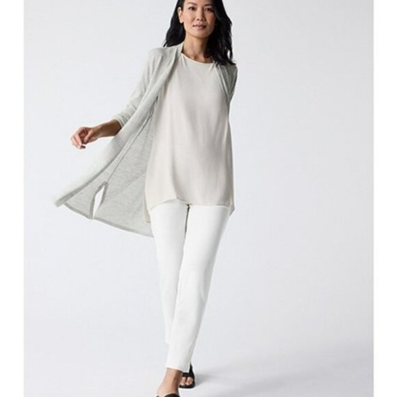 Eileen Fisher Silk Georgette Crepe Bateau Neck Sleeveless Tunic, Bone, SZ M, NWT - Picture 16 of 16